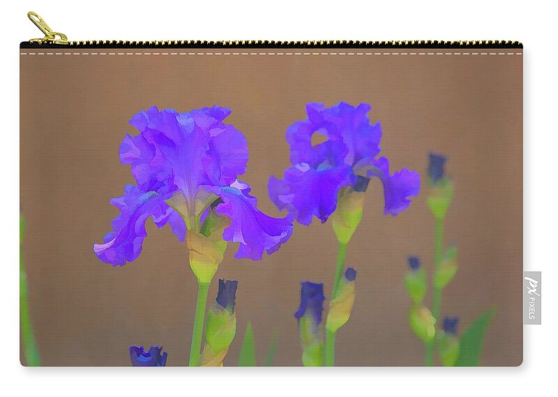 Purple Zip Pouch featuring the digital art Purple Iris by JBK Photo Art