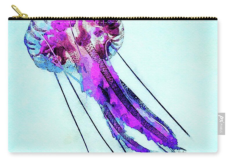 Jellyfish Zip Pouch featuring the painting Purple Jellyfish by Russ Harris