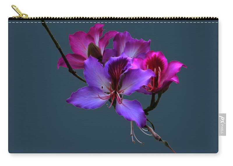 Orchid Zip Pouch featuring the photograph Purple Orchids 2 by Shane Bechler