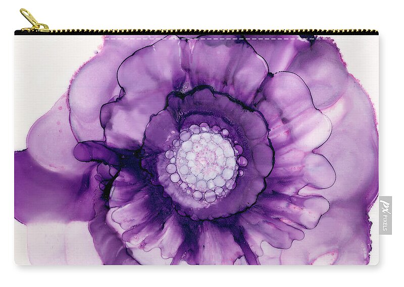 Purple Passion Flower Zip Pouch featuring the painting Purple Passion Flower by Daniela Easter