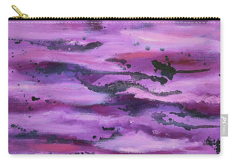 Abstract Zip Pouch featuring the painting Purple Sea by Maria Meester