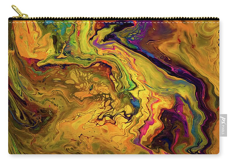 Abstract Art Zip Pouch featuring the painting Purple Smoke Rising by Gena Herro