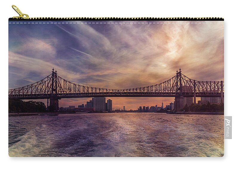 Queensboro Bridge Zip Pouch featuring the photograph Purple Sunset by Cate Franklyn