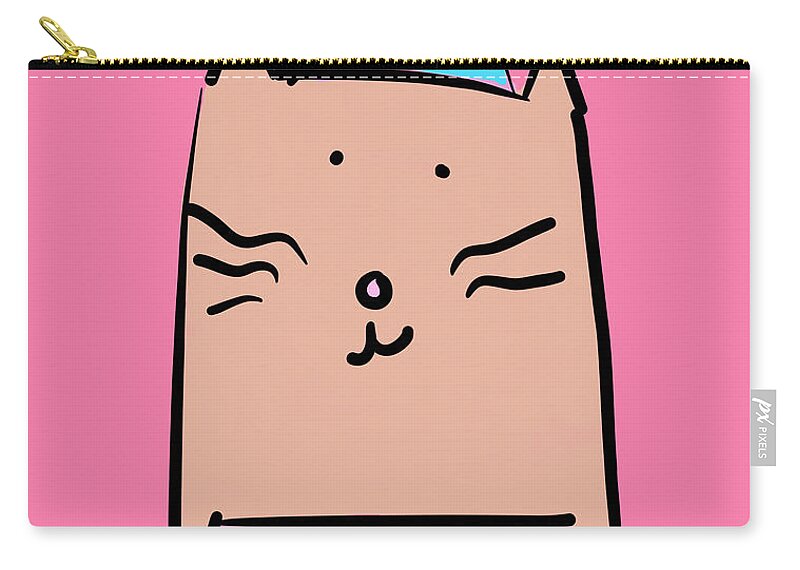 Birthday Zip Pouch featuring the digital art Purrfect Birthday by Ashley Rice