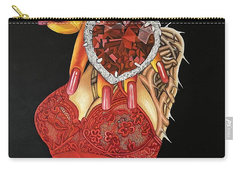 Casanova Zip Pouch featuring the painting Put A Ring On It by O Yemi Tubi