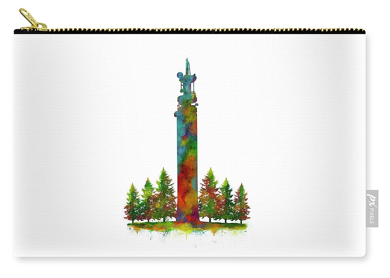 Cannock Chase Zip Pouch featuring the painting Pye Green Tower by Mark Taylor