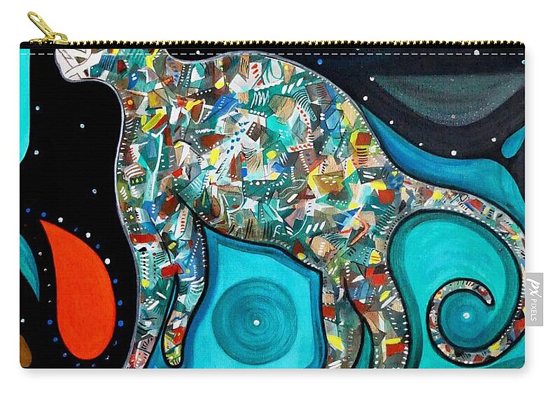 Cat Zip Pouch featuring the painting Pyechedelic by John Lyes