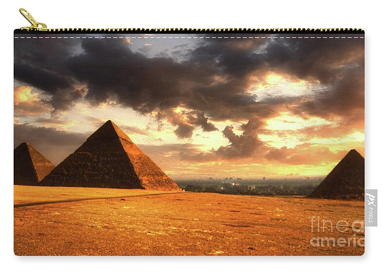 Giza Zip Pouch featuring the photograph Pyramids of Giza by Kype Hills