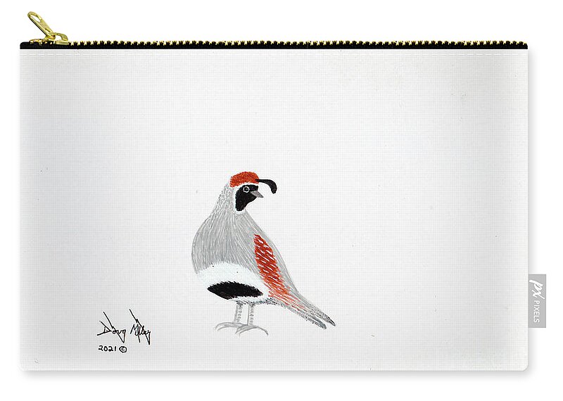 Desert Birds Zip Pouch featuring the painting Quail 2 by Doug Miller
