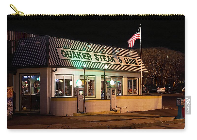 Restaurant Zip Pouch featuring the photograph Quaker Steak and Lube by Skip Tribby