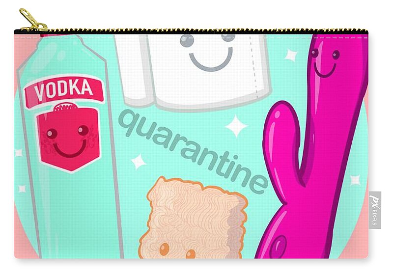Virus Zip Pouch featuring the drawing Quarantine by Ludwig Van Bacon