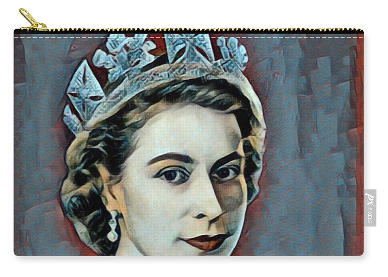 Metal Zip Pouch featuring the painting Queen Elizabeth by Tony Rubino