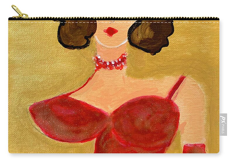 Girl Zip Pouch featuring the painting Queen of the Ball by Leslie Porter