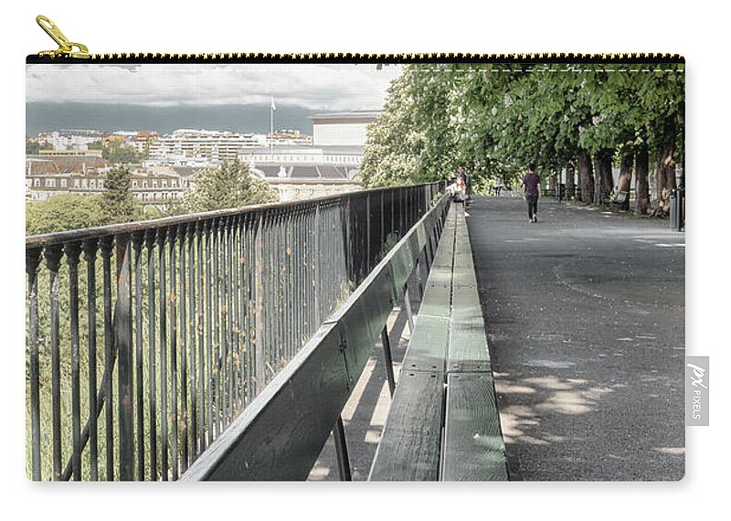 Geneva Zip Pouch featuring the photograph Quiet Charm of the Promenade de la Treille in Geneva by Benoit Bruchez