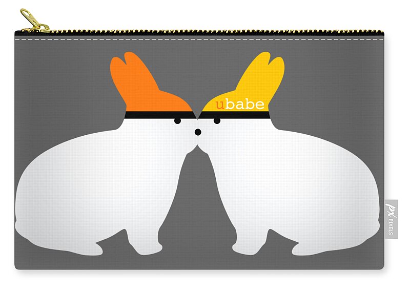 White Rabbit Merchandise Zip Pouch featuring the digital art Rabbit Style by Ubabe Style