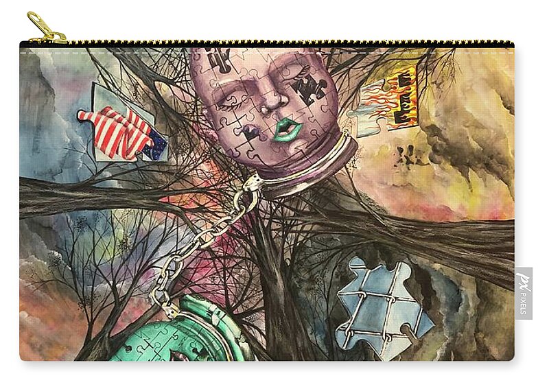 Race Zip Pouch featuring the mixed media Race 2020 by Mastiff Studios