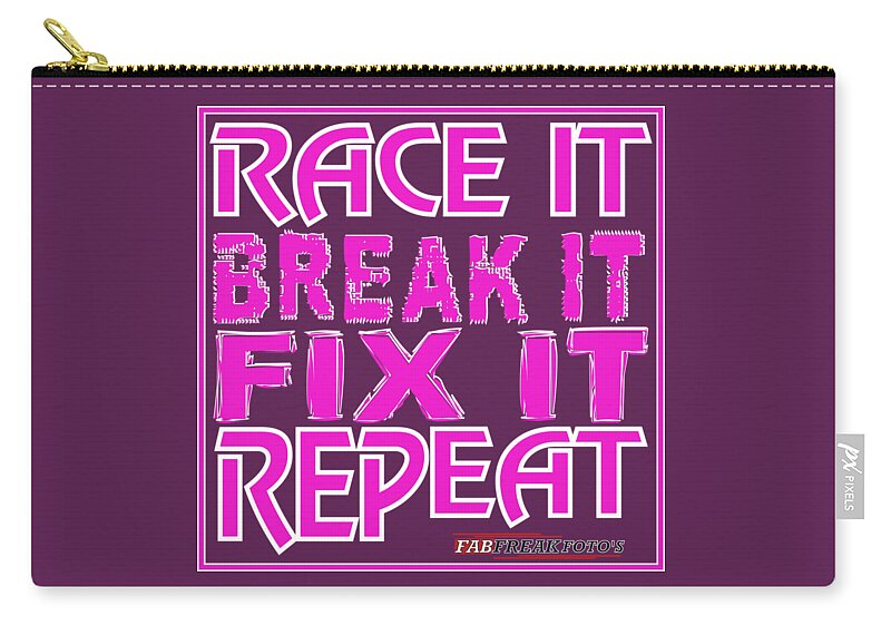 Race Zip Pouch featuring the digital art Race It pink by Darrell Foster