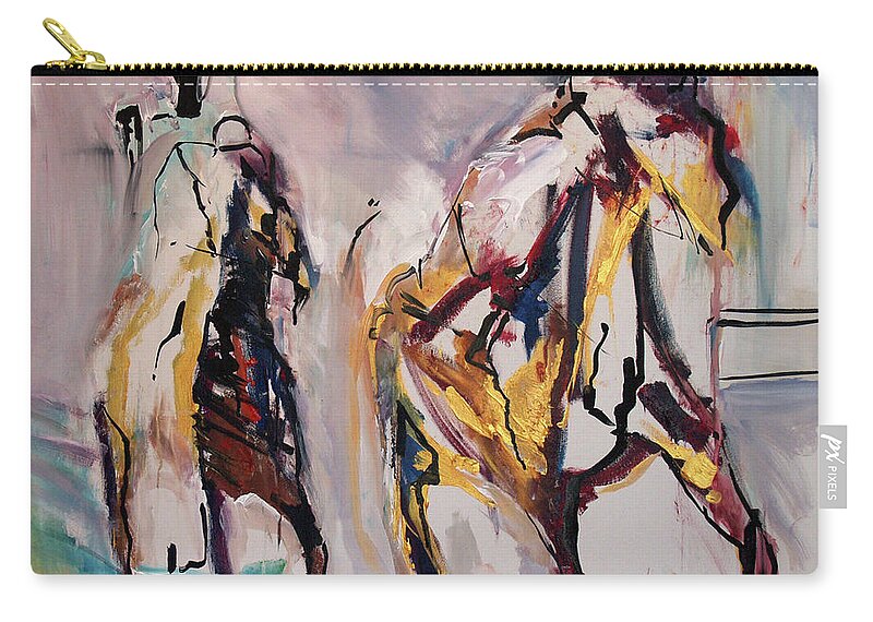 Kentucky Horse Racing Zip Pouch featuring the painting Race Perseverance by John Gholson
