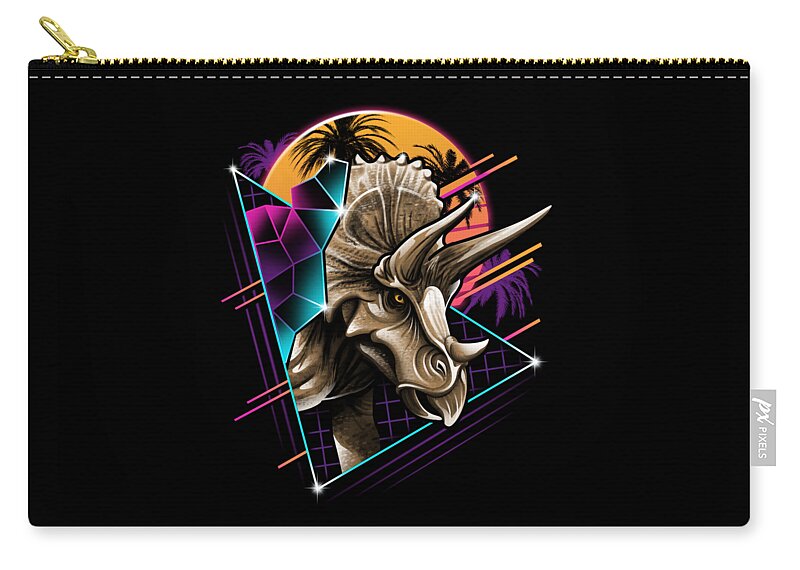 Triceratops Zip Pouch featuring the digital art Rad Triceratops by Vincent Trinidad