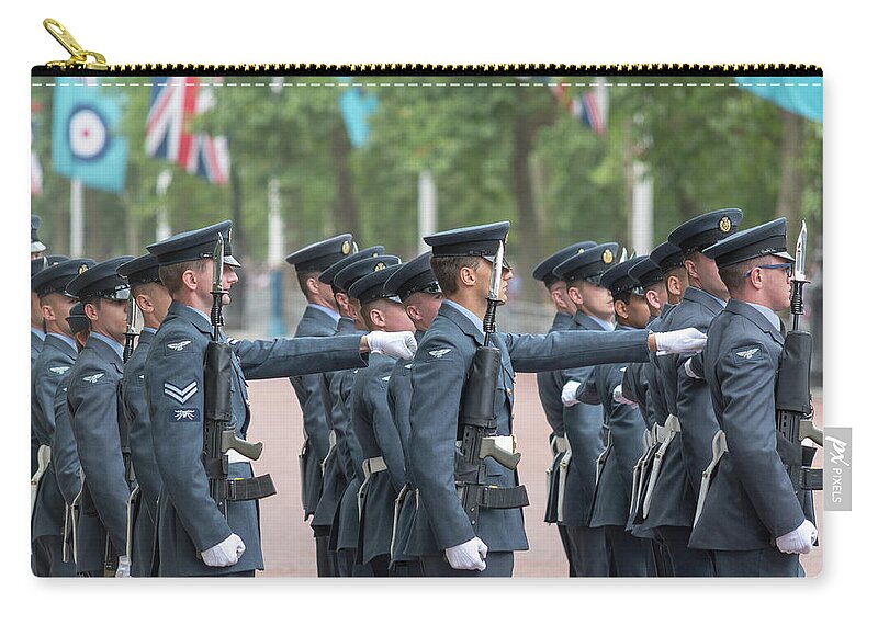 Raf Zip Pouch featuring the photograph RAF on Parade at 100 by Andrew Lalchan