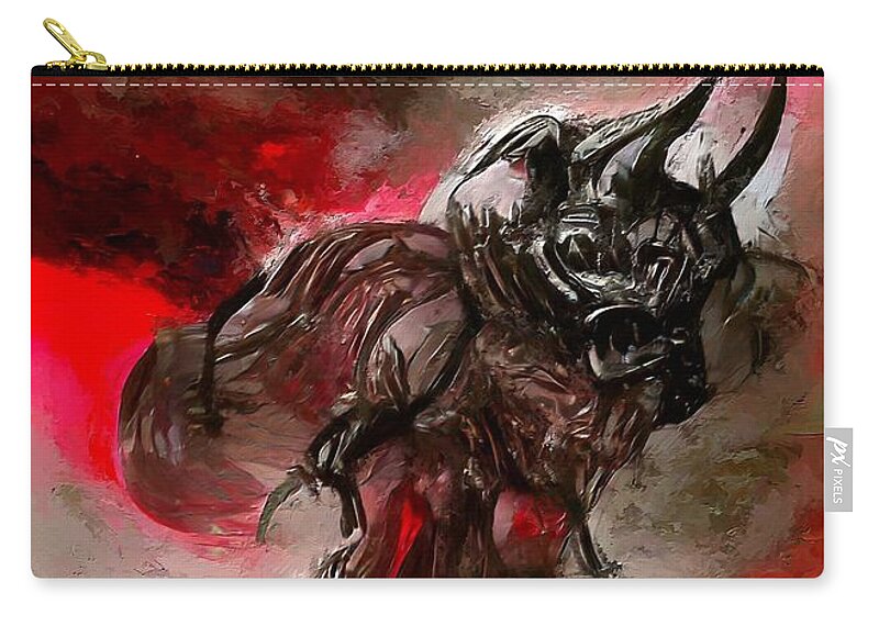  Zip Pouch featuring the digital art Rage Unleashed by Rein Nomm