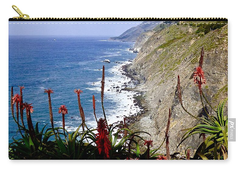 Big Sur Zip Pouch featuring the photograph Ragged Point Inn View by Amelia Racca