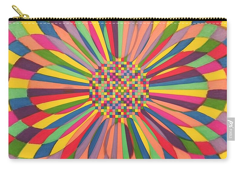  Zip Pouch featuring the mixed media Rainbow Daisy by SarahJo Hawes
