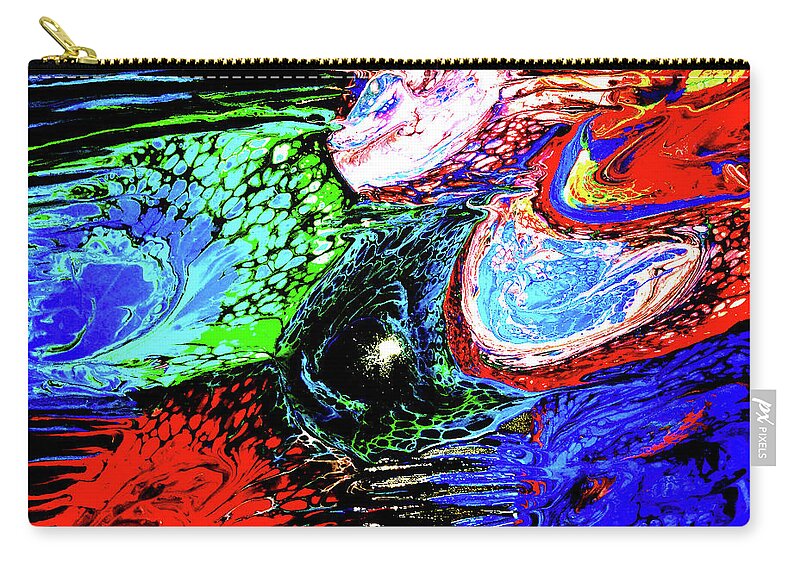 Flow Zip Pouch featuring the painting Rainbow Flow by Anna Adams