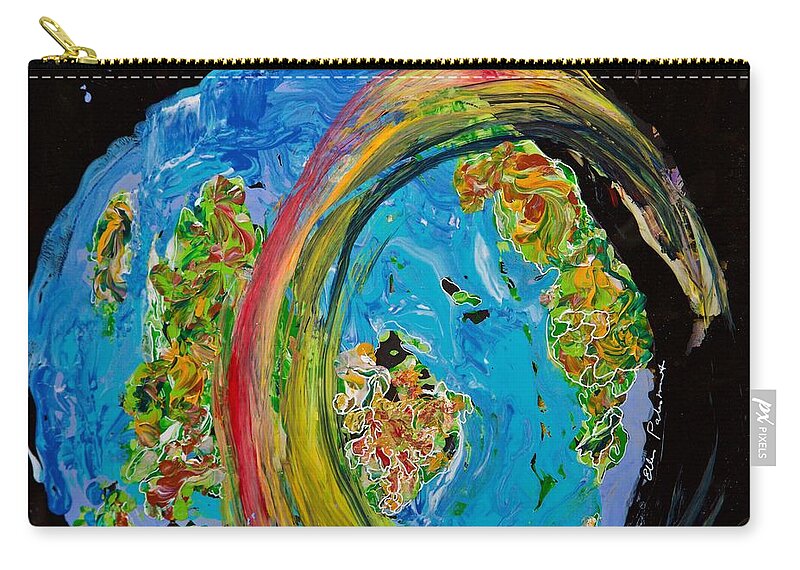 Wall Art Zip Pouch featuring the painting Rainbow Halo by Ellen Palestrant