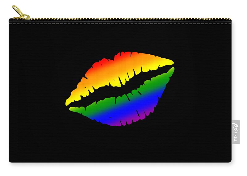 Funny Zip Pouch featuring the digital art Rainbow Kissy Lips by Flippin Sweet Gear