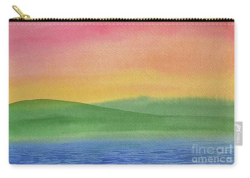 Rainbow Zip Pouch featuring the painting Rainbow Landscape by Lisa Neuman