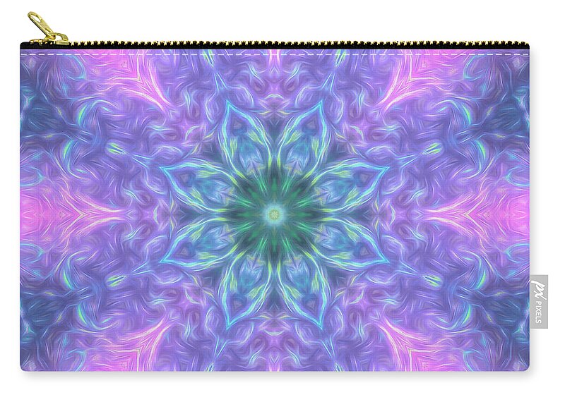 Mandala Zip Pouch featuring the digital art Rainbow Maple Mandala 03 by Beth Venner