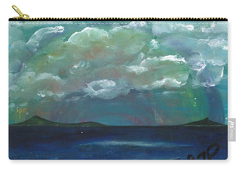 Rainbow Zip Pouch featuring the painting Rainbow Over the Island by Esoteric Gardens KN