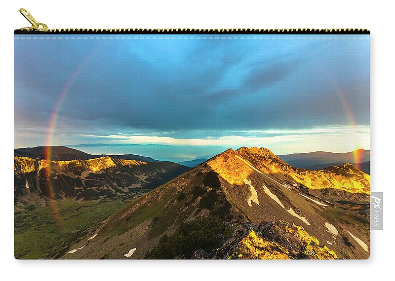 Bulgaria Zip Pouch featuring the photograph Rainbow Over the Mountain by Evgeni Dinev