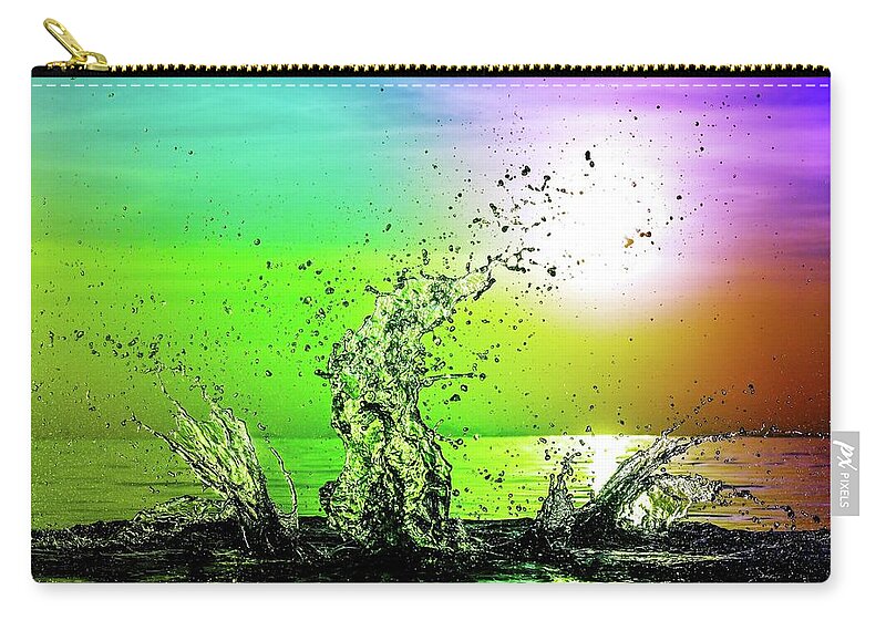 Rainbow Zip Pouch featuring the photograph Rainbow Splash by Josu Ozkaritz