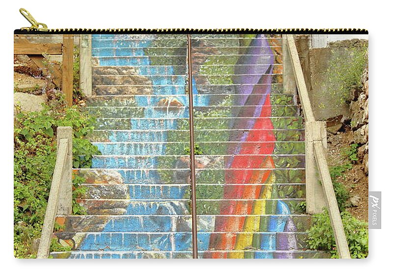 Stairway Carry-all Pouch featuring the photograph Rainbow Stairs by Lens Art Photography By Larry Trager