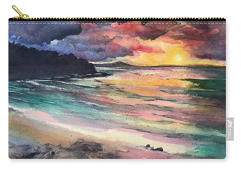 Noosa Zip Pouch featuring the painting Rainbow Sunsets Dreams by Chris Hobel