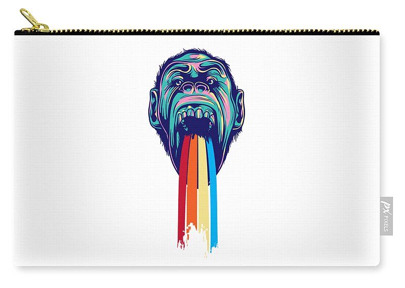 Lgbtq Zip Pouch featuring the digital art Rainbow Tongued Monkey by Jacob Zelazny