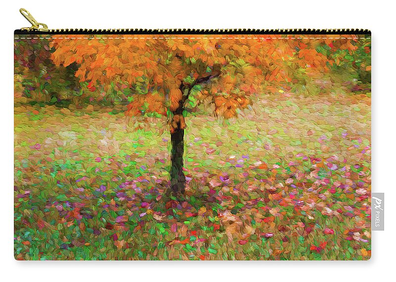 Fall Colors Zip Pouch featuring the digital art Rainbow Tree Impression by Kevin Lane