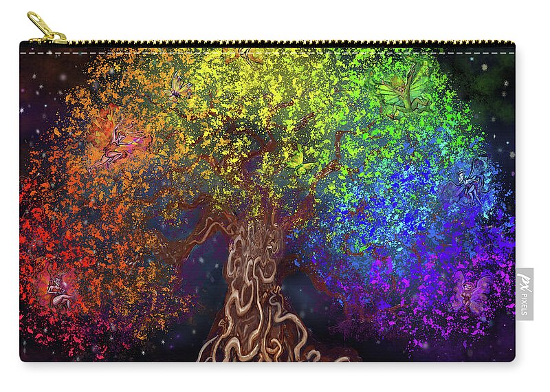 Rainbow Carry-all Pouch featuring the digital art Rainbow Tree of Life by Kevin Middleton