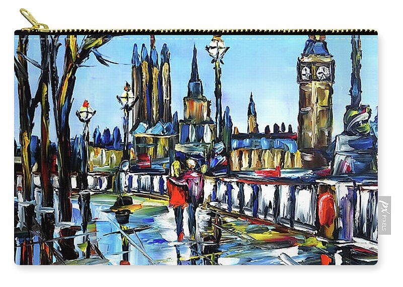 London In Autumn Carry-all Pouch featuring the painting Rainy Autumn Day In London by Mirek Kuzniar
