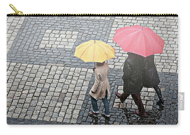 Umbrellas Carry-all Pouch featuring the photograph Rainy day in Heidelberg by Tatiana Travelways
