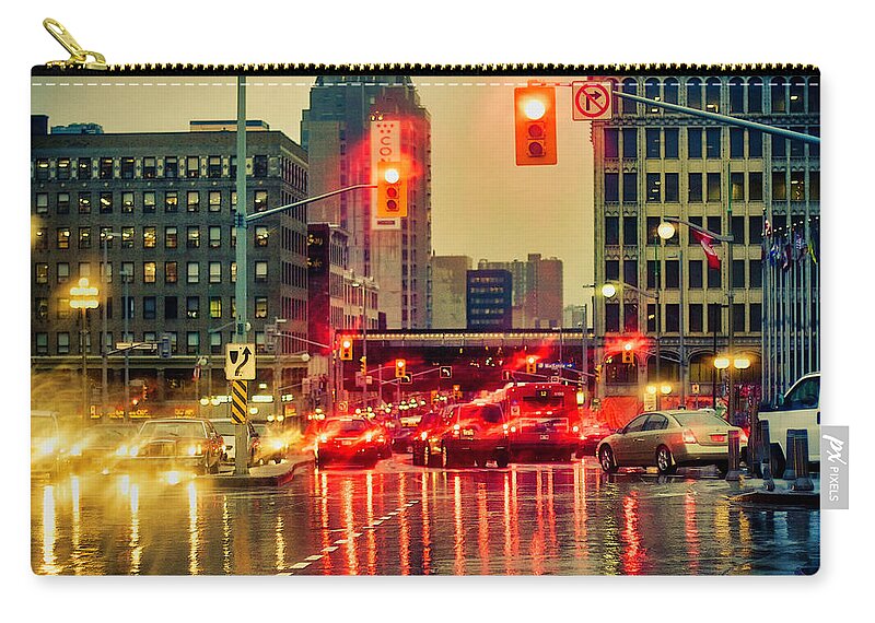 Rainy Day Zip Pouch featuring the photograph Rainy day in Ottawa by Tatiana Travelways