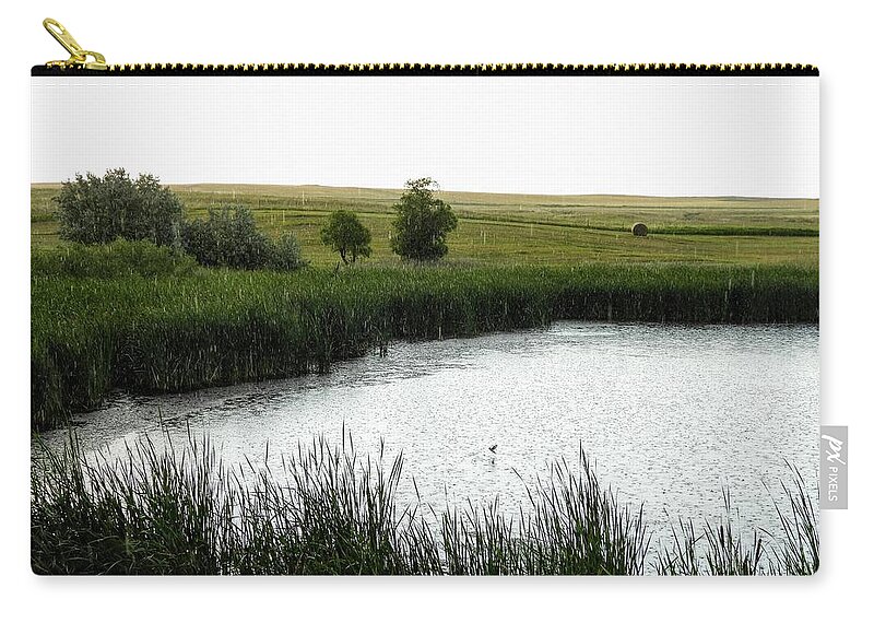 Pond Zip Pouch featuring the photograph Rainy Pond by Amanda R Wright