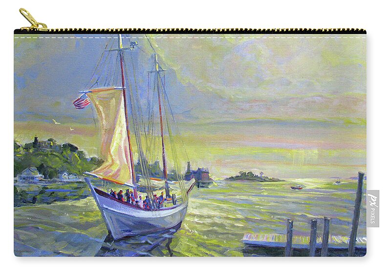 Gloucester Zip Pouch featuring the painting Raising the Sail, Gloucester by John McCormick