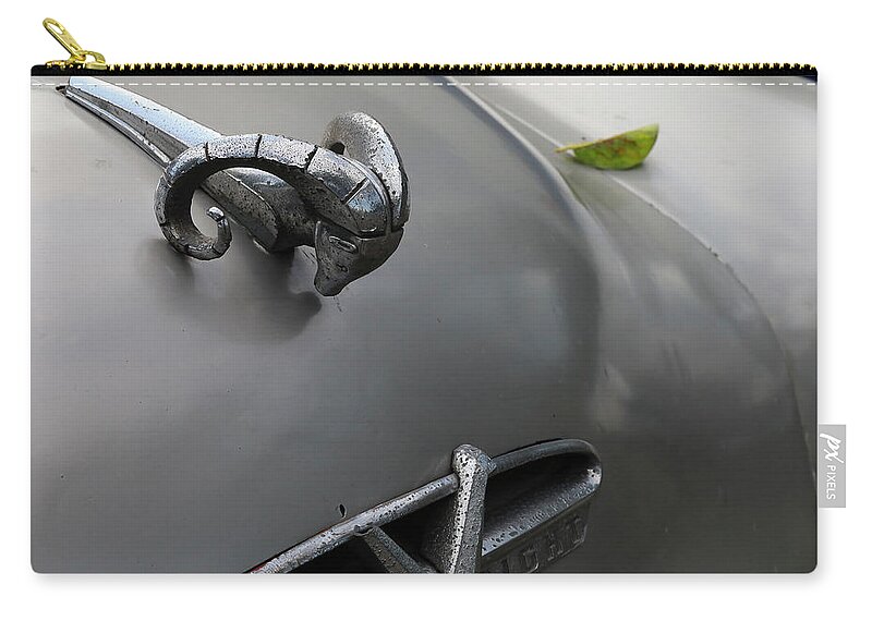 Car Zip Pouch featuring the photograph Ram with Leaf by M Kathleen Warren