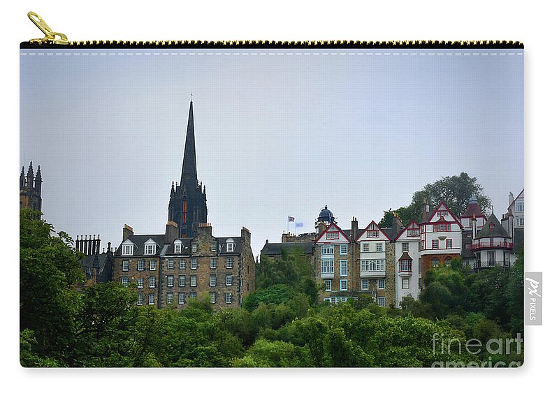 Edinburgh Zip Pouch featuring the photograph Ramsay Garden and Patrick Geddes Hall from Princes Street, Edinburgh by Yvonne Johnstone