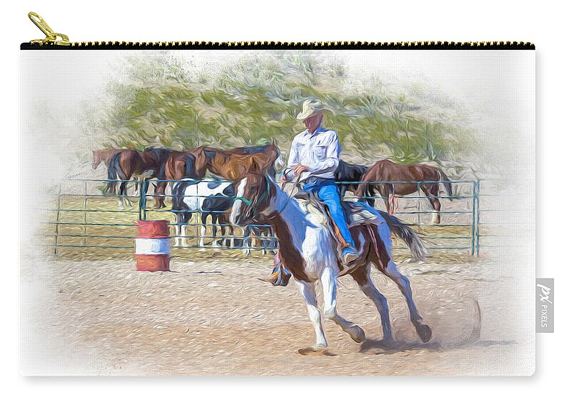 Cowboy Zip Pouch featuring the digital art Ranch Rider Digital Art Painting by Walter Herrit