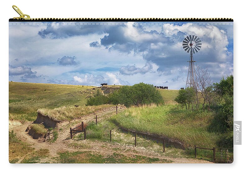 Nebraska Sandhills Zip Pouch featuring the photograph Ranching in the Sandhills by Susan Rissi Tregoning