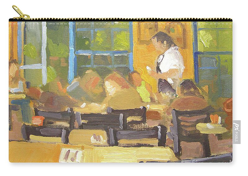 Restaurant Zip Pouch featuring the painting Ranchos, Ocean Beach, San Diego by Paul Strahm